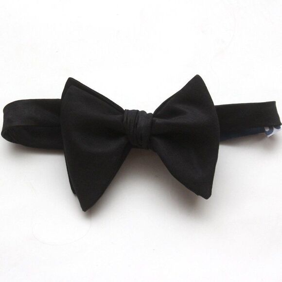 Men's Self tied Bow Tie Black Big Butterfly Bow tie Silk Linen Pin Strip… - Picture 4 of 11